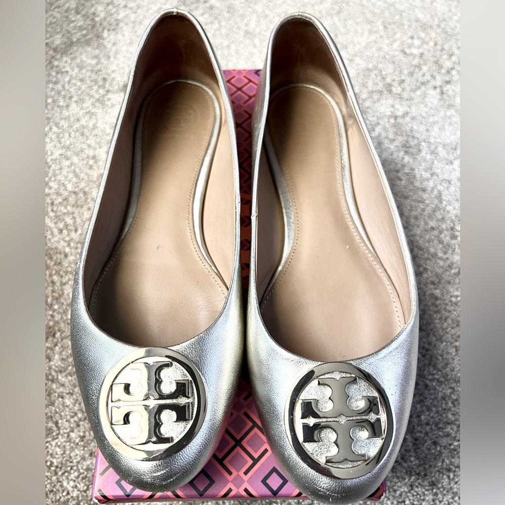 Tory Burch gold ballet flat.